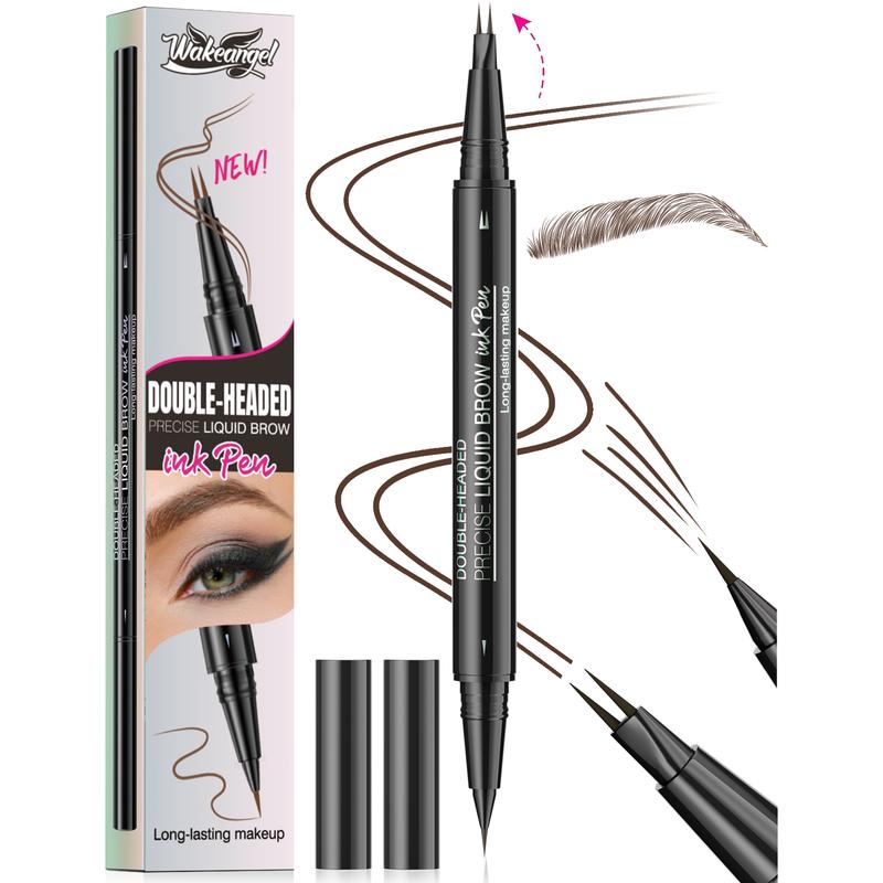 Eyebrow Pen, Dual-Ended Forked Tip Eyebrow Pencil with Brush, Magic Microblading Eyebrow pencil,Precise Definition for Looking Brow-Create Natural Hair-Like Brows