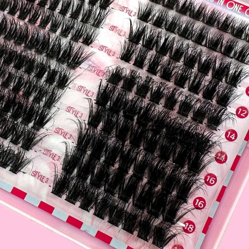 Fluffy False Eyelashes (1 Box), Wispy D Curl Cluster Eyelash Extensions, Self Grafting Curl Eyelashes, Eye Makeup Enhancement False Eyelashes for Women & Girls