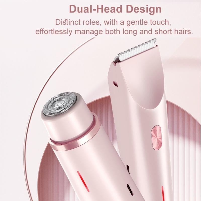 Portable Electric Shaver, 1 Count Double Headed Multifunctional Shaver Trimmer for Women, Wet and Dry Use Hair Removal Tool for Public Body Face, Christmas Gift