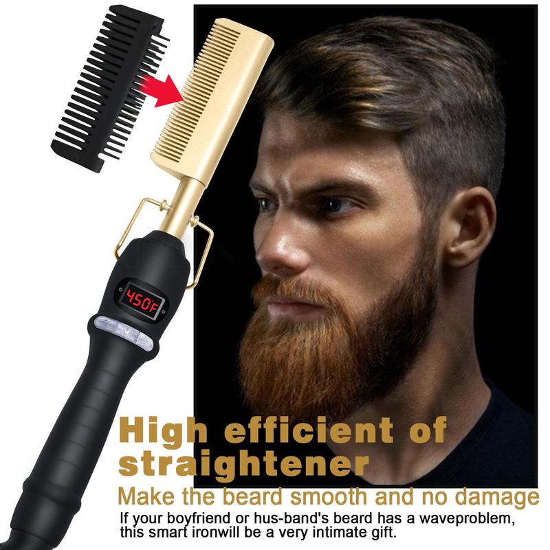 3 in 1 Hair Straightener Brush, 1 Count Fast Heating Electric Hair Straightener Comb with LCD Display, Anti-scalding Hair Styling Tool for Men & Women