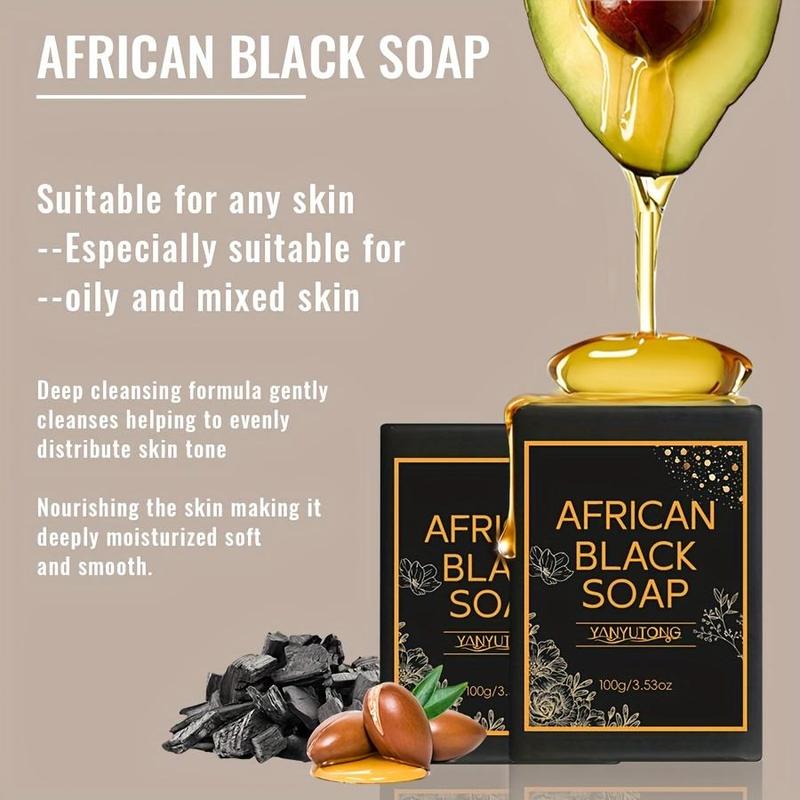 African Black Soap, 6 Counts set Moisturizing Facial & Body Wash Soap, Deep Cleansing Skin Care Soap for All Skin Types