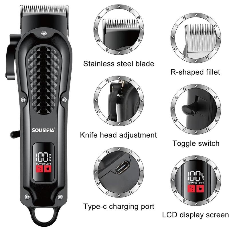 Professional Hair Clipper, 1 Box Electric Beard Trimmer, Cordless Hair Trimmer with LED Display, USB Rechargeable Hair Trimmer for Home Use, Hair Cutting Machines, Hair Styling Tools