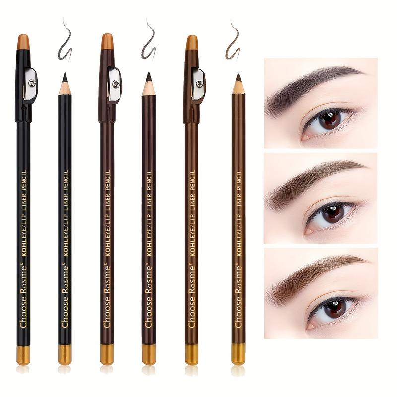 12 Pcs Dark Brown Eyebrow Pencil Eyeliner Set, Natural Matte Cosmetic Eyeliner Eyebrow Pencil, Waterproof Makeup Pencil, Women Professional Eye-Makeup Pencil