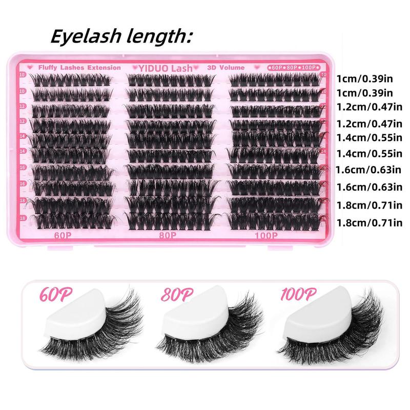 Fluffy False Eyelashes, 300pcs box Individual Lashes Cluster, Natural Look Eyelash Extensions, Self Grafting Curl Eyelashes, Eye Makeup Supplies for Women & Girls, Christmas Gift