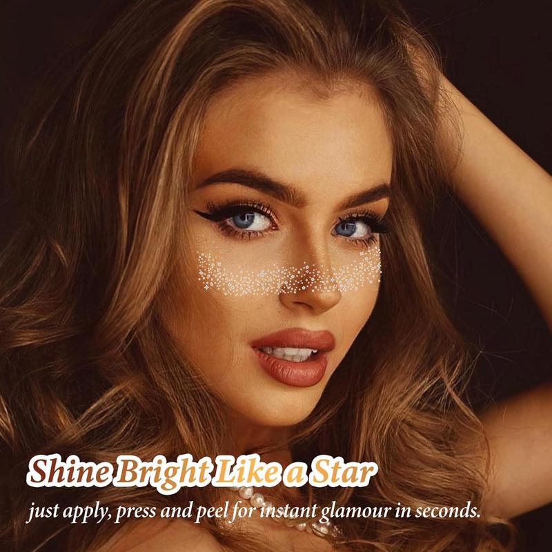 Glitter Face Temporary Tattoo Sticker, 1 Box Shimmering Face Temporary Tattoo Sticker, Easy To Apply, Face Makeup Accessories for Women & Girls