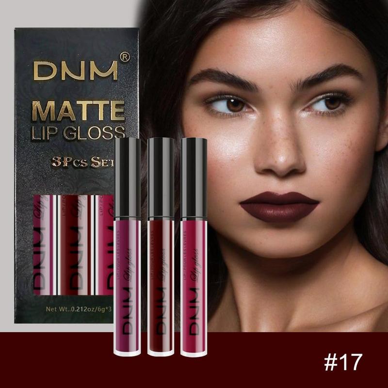 evpct DNM 3Pcs Dark Red Purple Plum Matte Liquid Lipstick Lip Stain Sets for Women Matte+Lipstick Dark Maroon Long Lasting Permanent Lipstick 24 hr Hours Magic Lipstick 24 Hours original Waterproof Gloss Lipgloss Makeup Gentle Luxury Cosmetic Lip Care