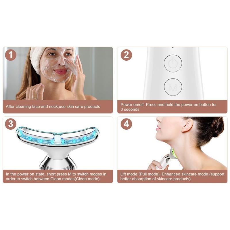 Neck and Face Massager, 4 in 1 Face Sculpting Tool, True Beauty Glow Facial Massager for Skin Care, Improve, Tightening, Firm and Smooth - 4 Color Beauty Device