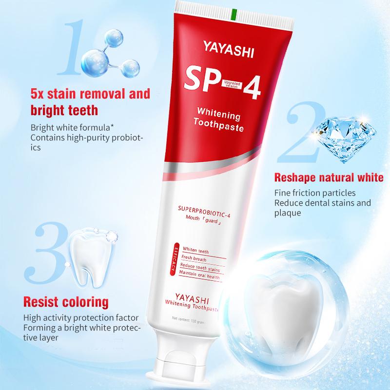 YAYASHI SP-4 Teeth Whitening Toothpaste Pack,Helps Remove Tea, Coffee, and Wine Stains, Sparkling White,Teeth Whitening, Fights Plaque, Fluoride Free healthy toothpaste oral health management