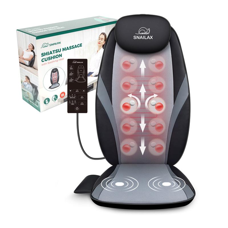 Snailax Shiatsu Back Massager with Heat & Vibration, Massage Seat Cushion Adjustable Luxury