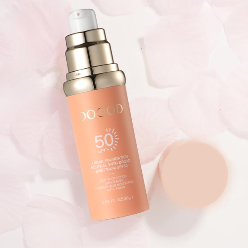 DOOOD Bionic 4-in-1 Liquid Foundation Medium Spectrum; SPF 50 Sun Protection; Suitable for Workout, Sports, Dance Concealer Lightweight lightweight foundation powderfoundation