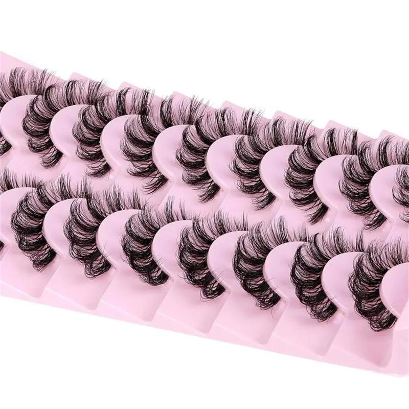 D Curl Natural False Eyelashes, Wispy Curling Faux Cluster Lashes with Transparent Stems, Volumized False Eyelashes for Women & Girls Eye Makeup Enhancement, Eyelashes Extensions Products, Christmas Gift