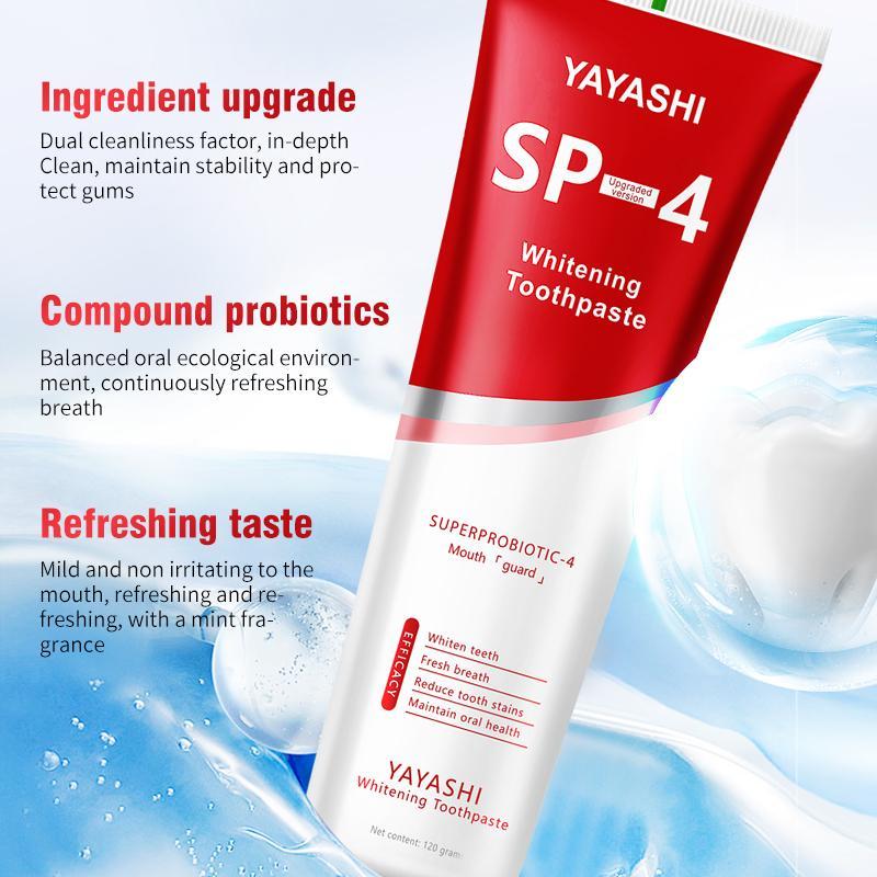 YAYASHI SP4 toothpaste whitening,sp-4 ultra whitening toothpaste,SP-4 probiotic whitening toothpaste,SP-4 Toothpaste Oral Health Management, Fresh Breath,trending toothpaste,healthy toothpaste,organic toothpaste,pasta blanque adora dental,oral hy glene