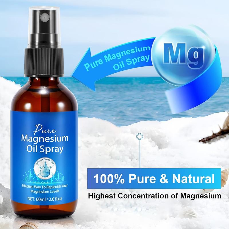 Magnesium Spray, Magnesium Oil for , Pure Magnesium Oil Spray   Magnesium Spray Glass Bottle, Easy to Absorb and Use