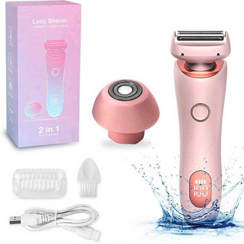 Electric Hair Remover, 2 in 1 Rechargeable Women's Pubic Hair Leg Face Bikini Trimmer, Wet and Dry Use Hair Removal Tool