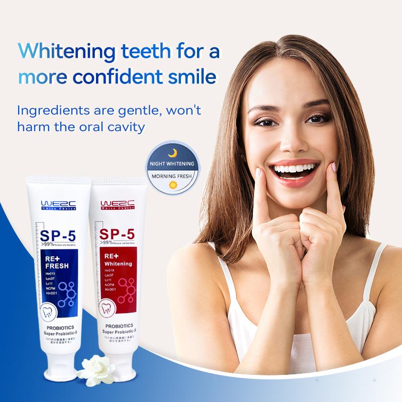 WE2C [SP-5 Probiotic toothpaste], Whitening Toothpaste-Freshens Breath,Fights Plaque