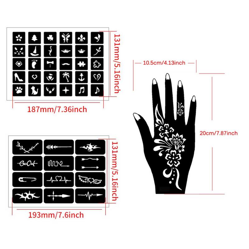 Mixed Pattern Tattoo Stencil, 22pcs set Creative Henna Stencil, Henna Tattoo Stencils for Women & Girls, Body Art Stencils for Festival, Fake Tattoos Custom