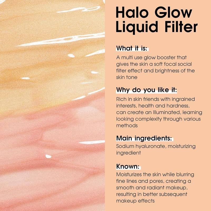 UCANBE Halo Glow Liquid Filter, Face Complexion Booster For Radiant Skin All Day Longwear, Soft-Focus Look Sodium Hyaluronate Vegan & Cruelty-Free - 0.91OZ Champagne Glow