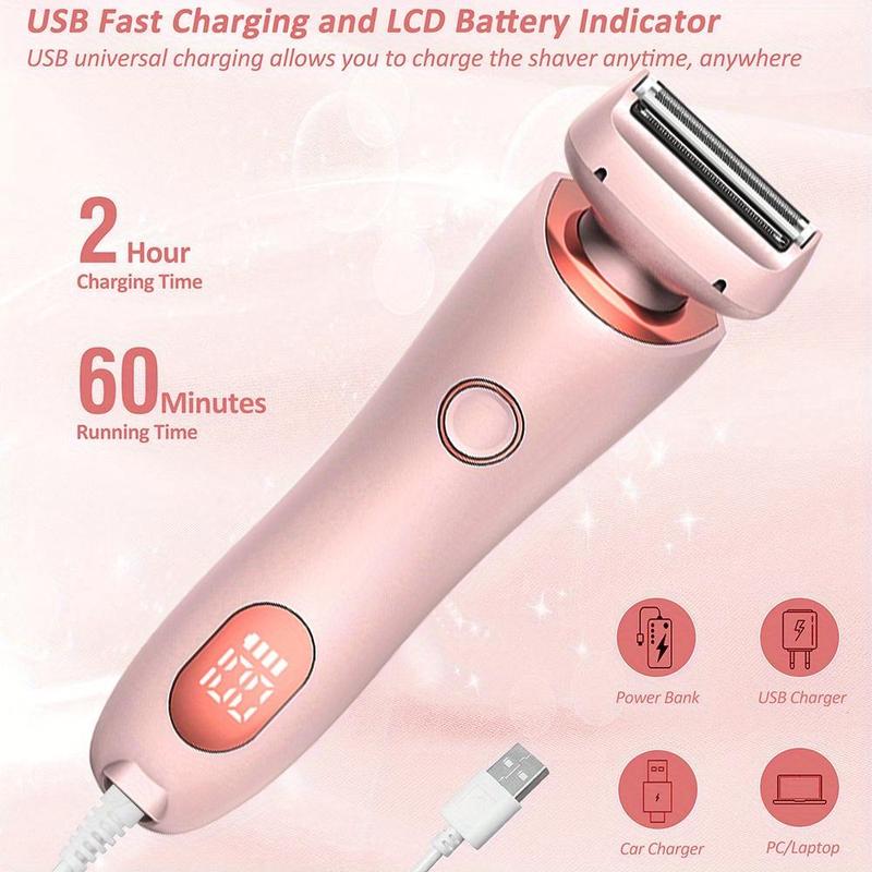 Electric Hair Remover, 2 in 1 Rechargeable Women's Pubic Hair Leg Face Bikini Trimmer, Wet and Dry Use Hair Removal Tool