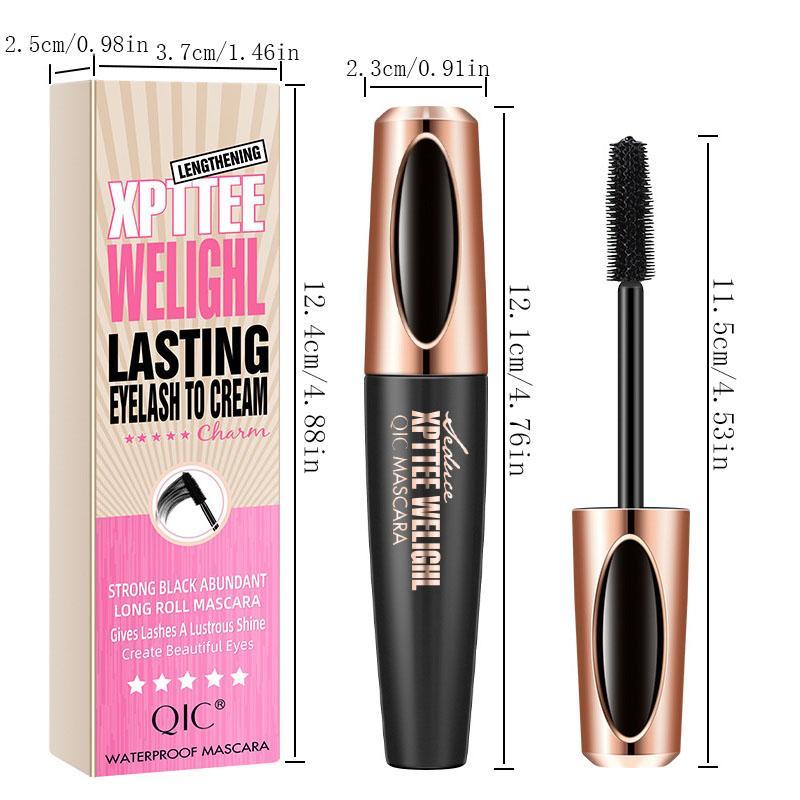 Waterproof Long-lasting Mascara, 1 Count Eye Lashes Lengthening Volumizing Styling Curling 4D Silicone Mascara Stick, Professional Eye Enhancement Makeup Product, Christmas, Christmas Gift