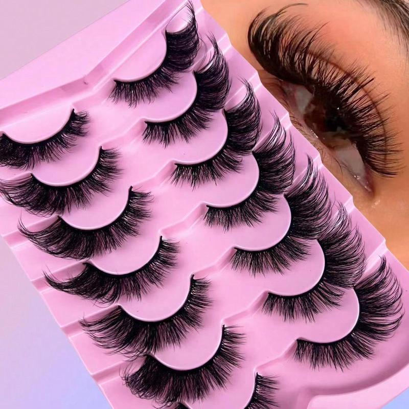 Fluffy False Eyelashes, 7 Pairs Natural Faux Lashes, Volumized False Eyelashes For Women And Girls Makeup Enhancement, Christmas Gift