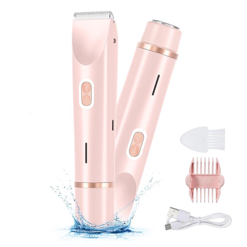 Electric Hair Removal Tool for Women, 2 in 1 Electric Razor for Legs Underarm Face Pubic Hairs, Rechargeable Electric Razor, Body Hair Trimmer