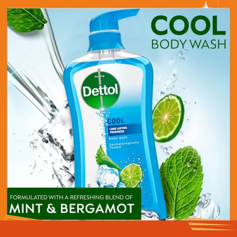 Dettol Cool Body Wash and Shower Gel, Body Wash with Mint and Bergamot, 16.90 Fl Oz (Pack of 1)