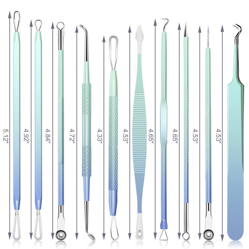 Pimple Extractor Pimple Popper Tool Kit, MENOLY 10count Blackhead Remover Tools, Acne Tools, Acne Kit for Blackhead,Blemish,Zit Removing, Whitehead Popping and Comedone Extractor Tool with Leather Bag