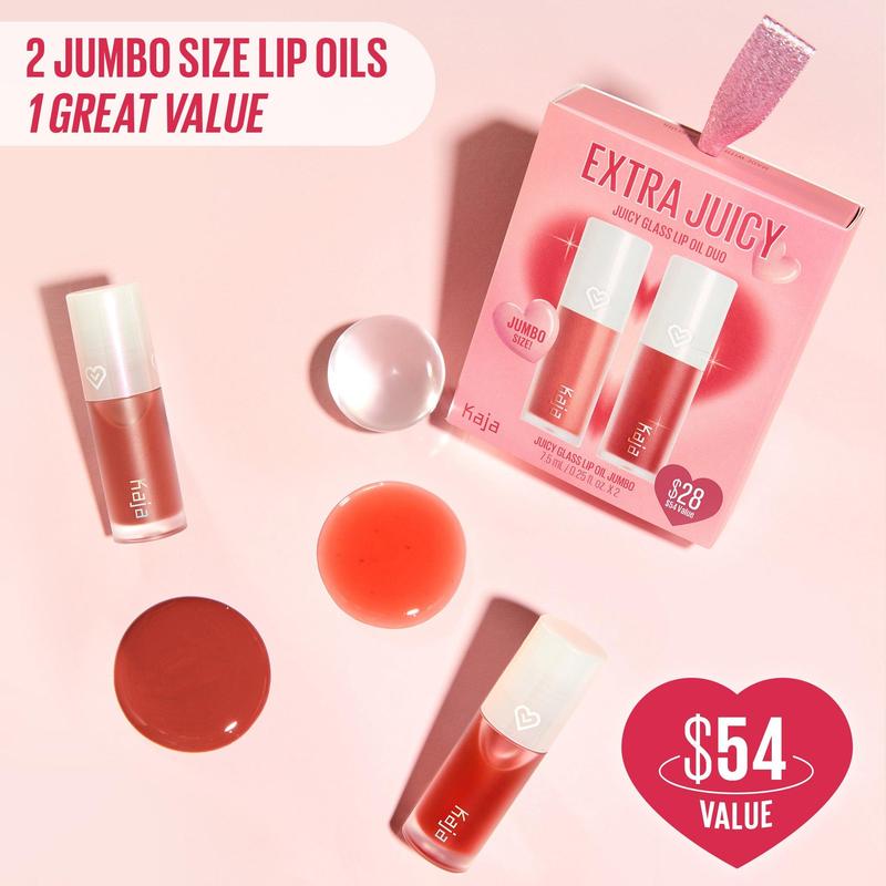 KAJA - Extra Juicy Set - Juicy Glass Lip Oil Duo - JUMBO SIZE - Hydrating and Plumping - Non-Sticky and Smooth - Fruit-Infused Formulas Gloss Lipgloss