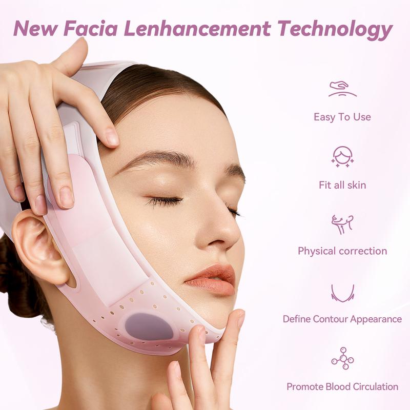 JUSRON Double Chin Reducer V Line Face Lifting Tape Face Strap, Soft Silicone Chin Strap Face Shaper to Removing Double Chin for Women and Men