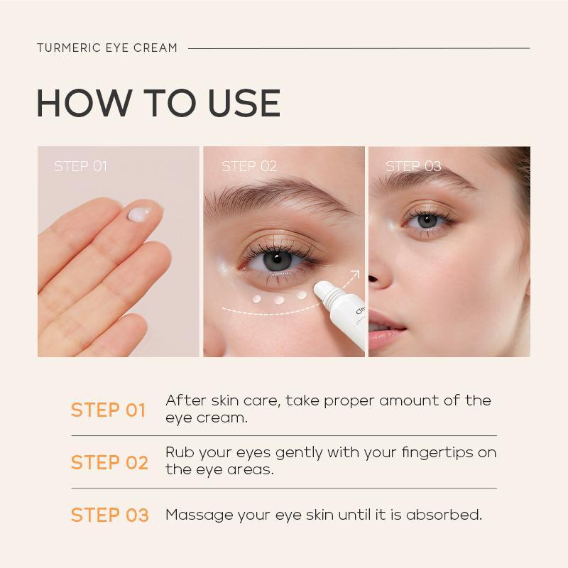 Turmeric Eye Cream, Natural Extract VC VE Smoothing Eye Cream, Hydrating Lifting Eye Skin, Suitable for Different Skin Types