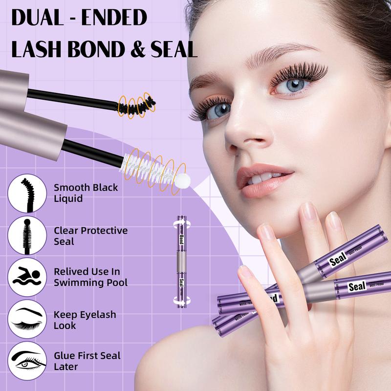 B&Q Lash Waterproof Bond & Seal  Long Lasting Hold 48-72 Hours Waterproof Cluster Lash Glue Mascara Wand Bond and Seal Makeup