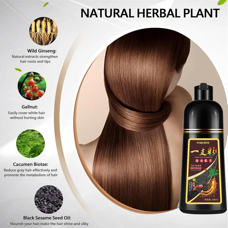 Light Brown Hair Dye shampoo 3-in-1, Natural Herbal Ingredient ,Semi-Permanent Hair Color,  Easy To Use, For Salon & Home DIY , Haircare Kit