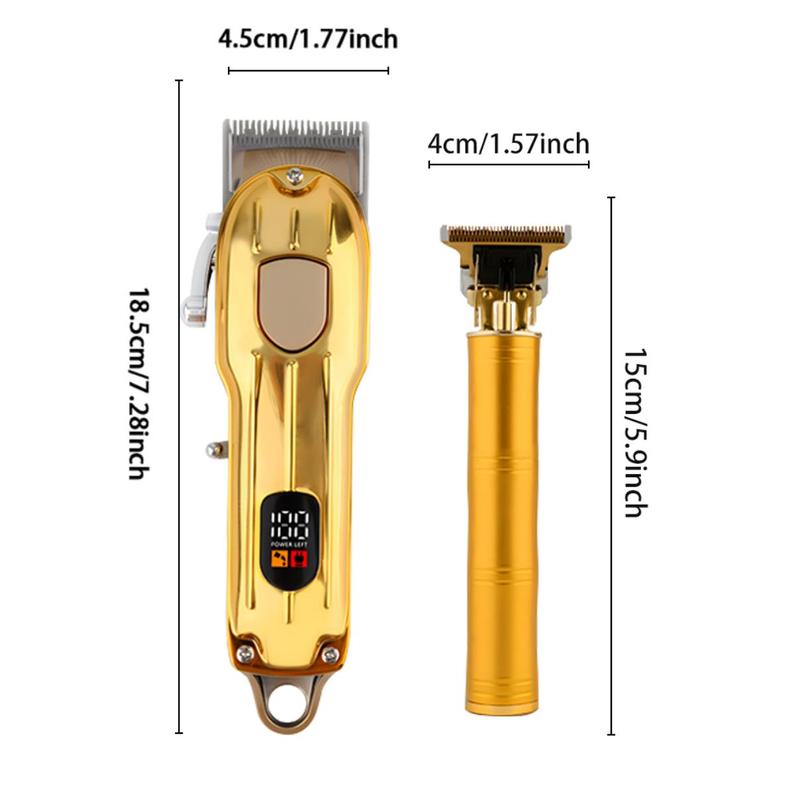 Rechargeable Cordless Hair Trimmer with LCD Display, 1 Set Professional Hair Clipper with Adjustable Combs, Barber Hair Cutter for Men