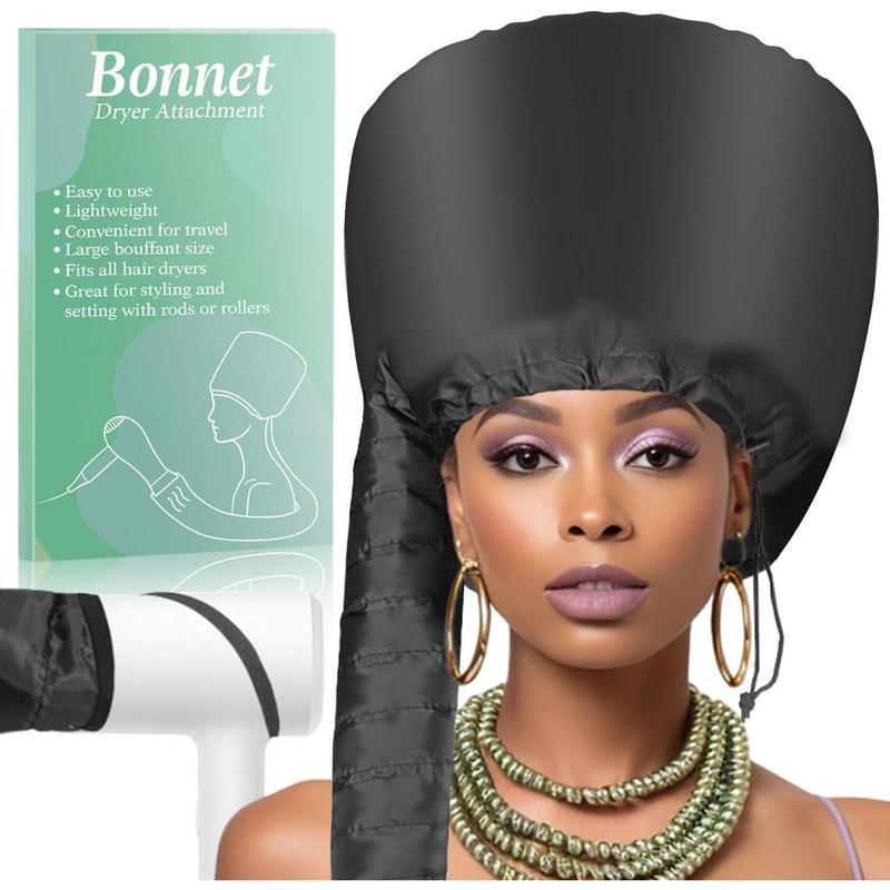 Hair Dryer Cap with Hood - Fast Drying Cap Hair Dryer for Natural Hair, Deep Conditioning, Styling and Curl Enhancement - Adjustable Fit, Heat Distribution, Portable and Lightweight for Travel (Black)