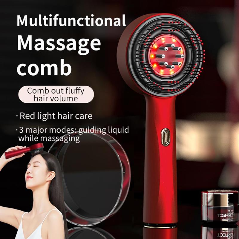 Hair Massage Comb With 3 Modes, 1 Count Red Light Hair Care Comb, Head Essence Liquid Introduction Applicator, Christmas Gift