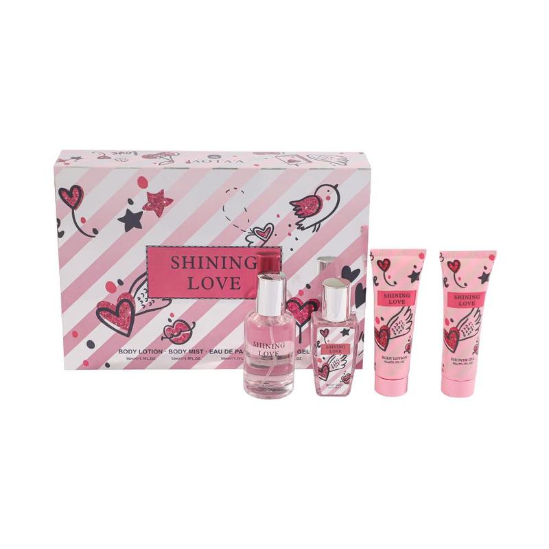 Floral Fragrance Set, 4 Counts set Including 2 Perfume & 1 Body Lotion & 1 Shower Gel, Perfume Gift Set for Women