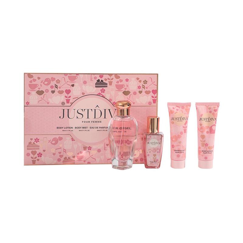 Floral Fragrance Set, 4 Counts set Including 2 Perfume & 1 Body Lotion & 1 Shower Gel, Perfume Gift Set for Women