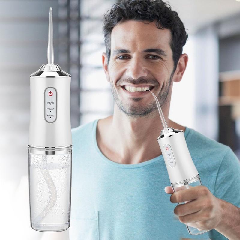 Dental Flosser, 4 Jet Tips 3 Modes 300ML  Waterproof, Portable Rechargeable Oral Irrigator for Home Travel , Braces Care ，Available in three colors