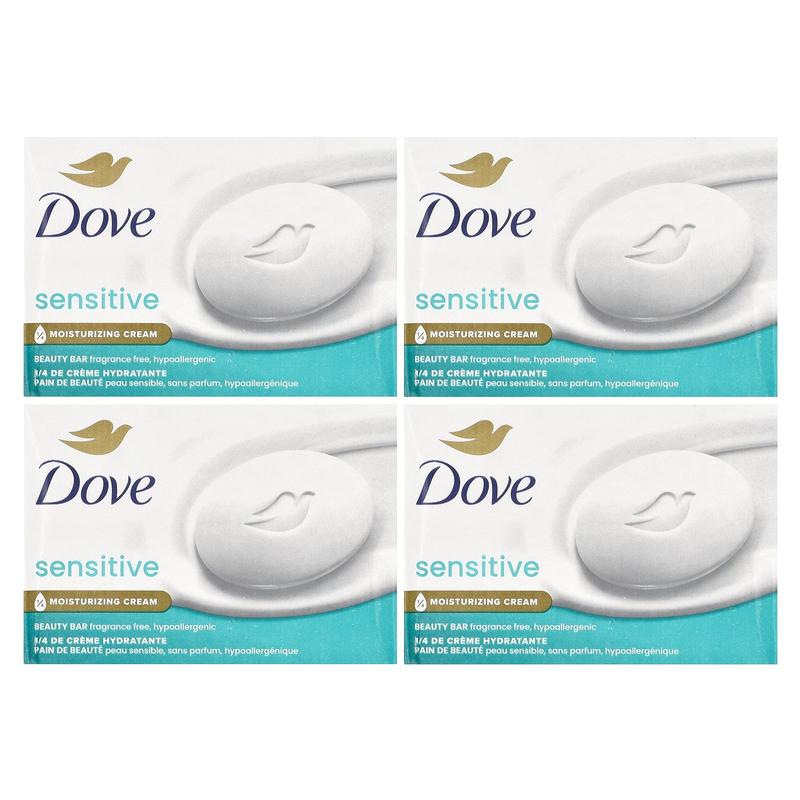 Dove Beauty Bar Soap, Sensitive Skin, Fragrance Free, 4 Bars, 3.75 oz (106 g) Each