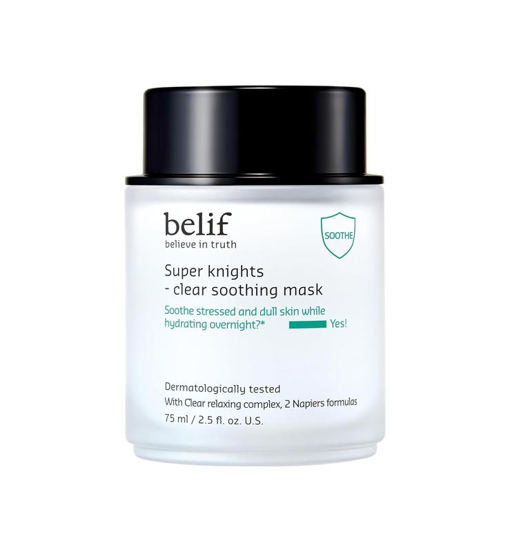 belif Super Knights Clear Soothing Mask, Gel-based Skincare for Comfortable Overnight Moisturizing, 75ml Volume