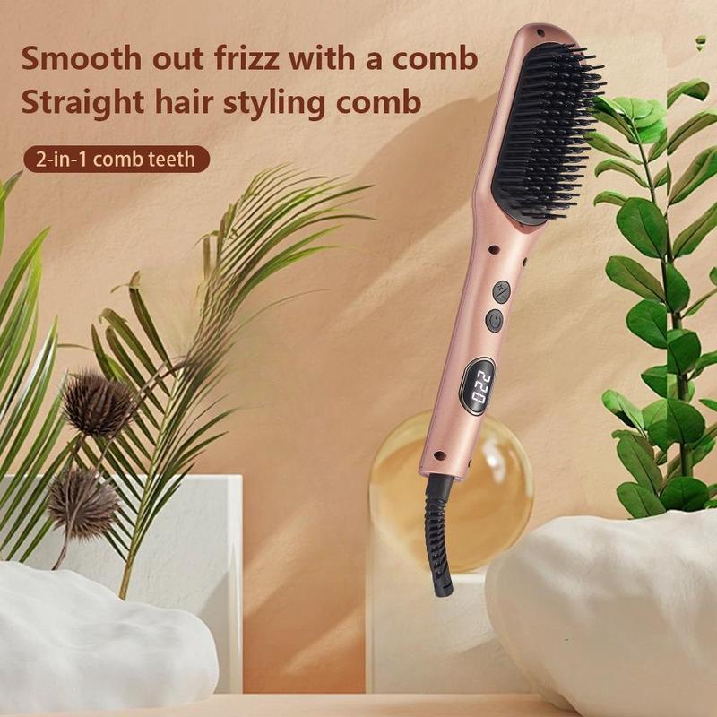 Hair Straightener Brush, LED Display Ceramic Hot Comb Hair Brush Straightener, Professional Hair Styling Tool for Women & Girls