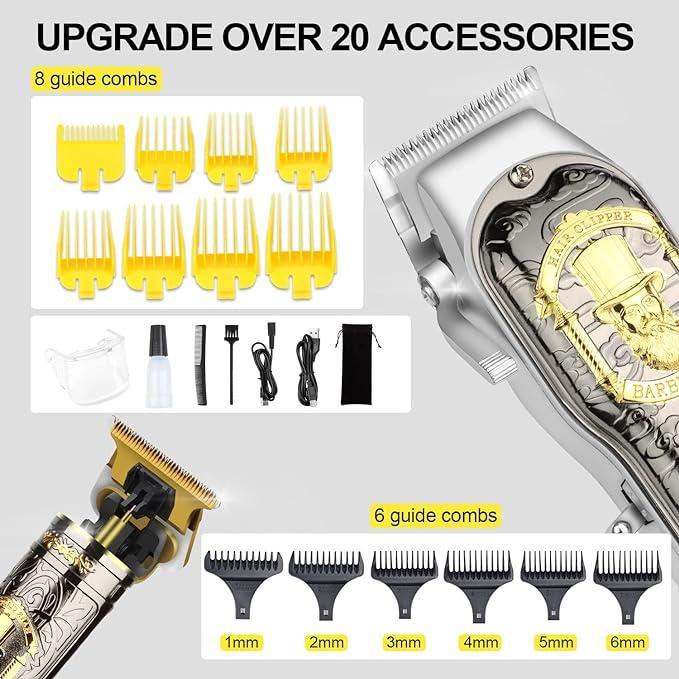 Electric Hair Clipper Set, 1 Set Neon Clipper Hair Trimmers with 12 Guide Combs, 2 Brushes, 2 Data Cable, 1 Comb, Storage Bag, Hair Clipper Trimmer Neon Clipper, Hair Styling Tools saber2 clipper Comfort