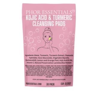 PHOR ESSENTIALS Turmeric Kojic Acid Cleansing Exfoliating Pads Facial Cleansing   Foaming Skincare Organic Gentle Smooth Skin Repair Cleanser