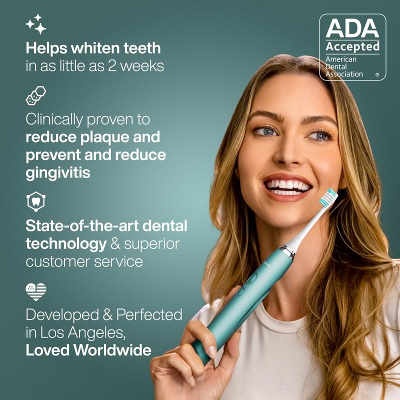 AquaSonic Vibe Series Sonic Whitening Toothbrush - 40,000 VPM, 8 Brush Heads, Wireless Charging & Travel Case - Lightweight, Waterproof toothbrush Rechargeable Electric