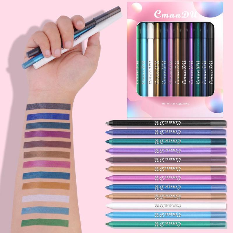 Multicolored Long Lasting Eyeliner, 12pcs set Liquid Smooth Fine Tip Eyeliner Pens, Quick Drying Eyeliner Pen with Precise Flexible Tip & Comfortable Grip