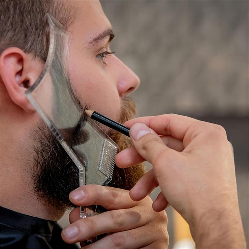 Summer 8 in 1 Multi-liner Beard Shaper Template, Multifunctional Beard Stencil, Comfort Beard Shaping Tool, Heatless Styling Tools for Men, Facial Hair Trimming Template