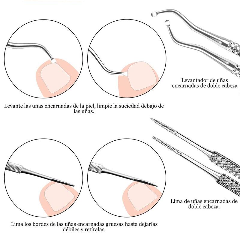 Ingrown Toenail Pedicure Tool Kit(7 Counts set), Nail Manicure Kit Stainless Steel Nail Care Treatment for Nail Correction Polish, Christmas Gift