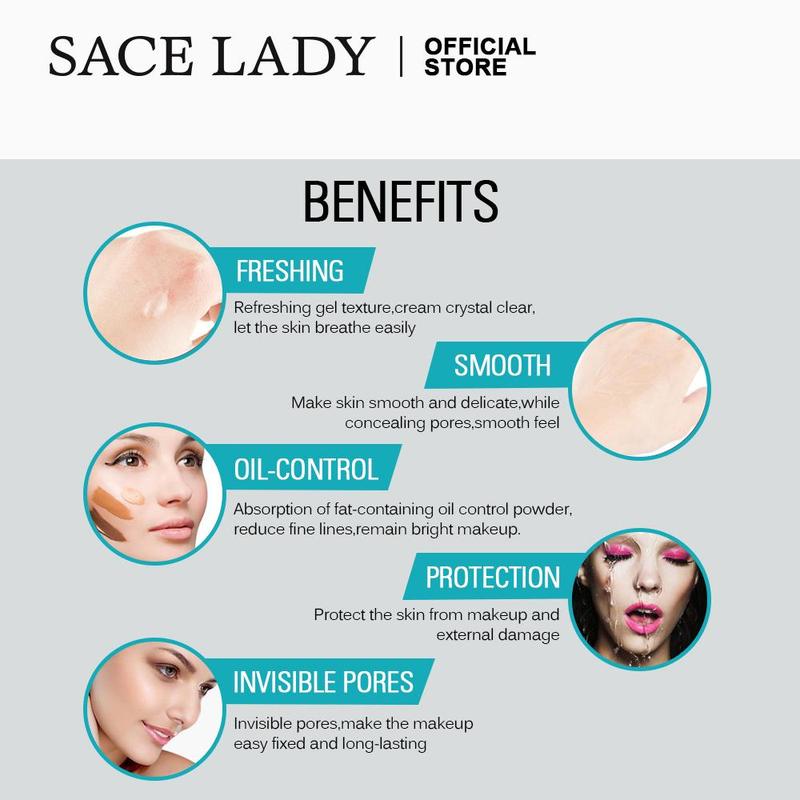 SACE LADY Invisible Pore Foundation, 1 Count Primer Matte Oil-control Smooth Face Primer Gel for Women Make Up Travel Size