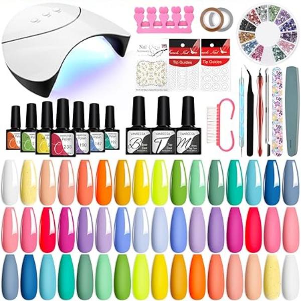 42 PCS Gel Nail Polish Kit with U V Light 24 Colors Gel Nail Polish Set Glossy & Matte Top Coat Complete Gel Nail Kit with Manicure Tools for Beginners Gifts for Women