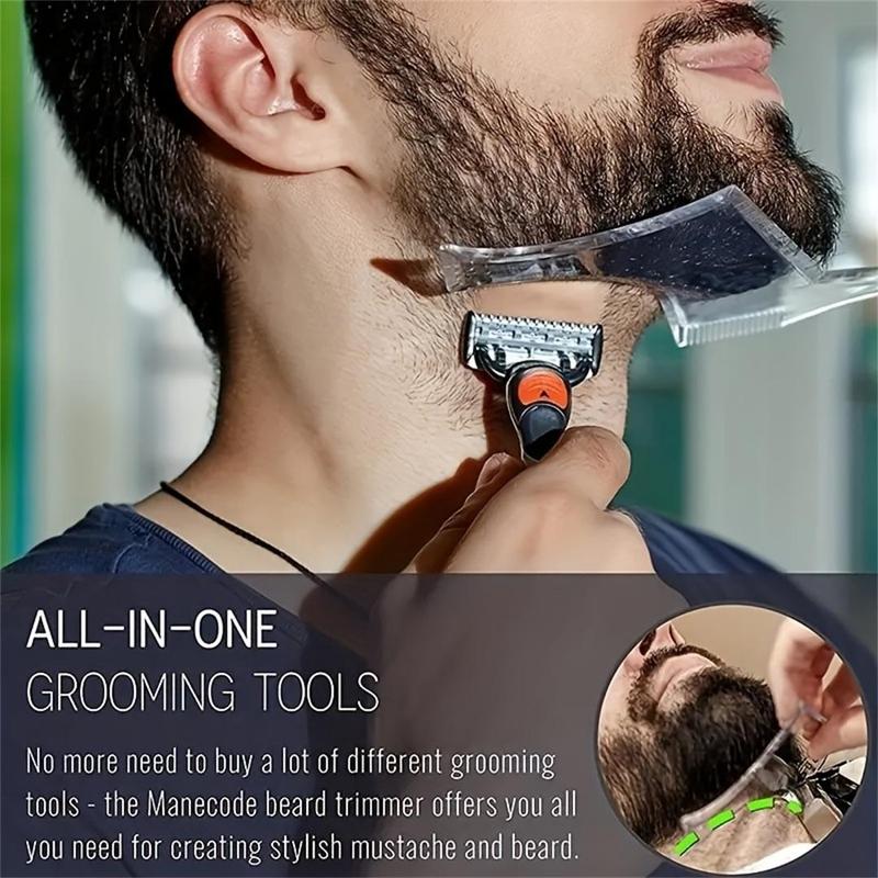 Summer 8 in 1 Multi-liner Beard Shaper Template, Multifunctional Beard Stencil, Comfort Beard Shaping Tool, Heatless Styling Tools for Men, Facial Hair Trimming Template